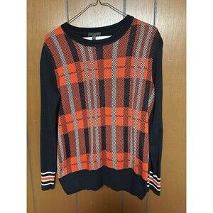 The Limited Women’s Orange Black And White Striped Sweater Size M